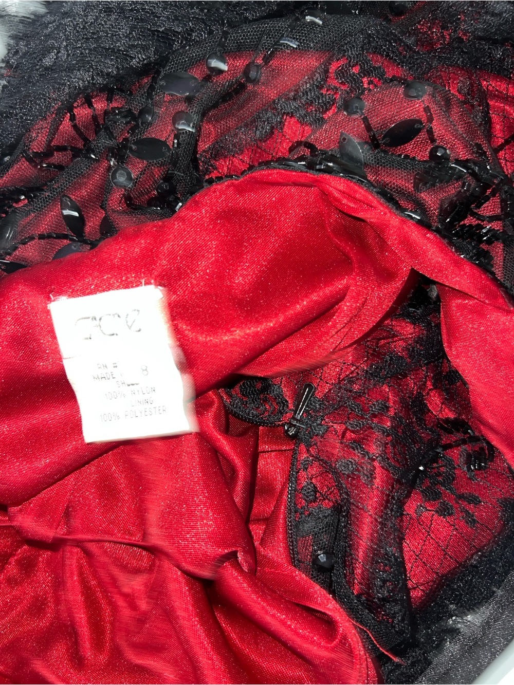 Vintage Caché Black Lace Beaded Mesh Red Slip Dress - Whimsigoth  Women’s Sz 8 - Picture 14 of 15